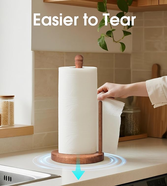 Natural Wood Countertop Paper Towel Holder