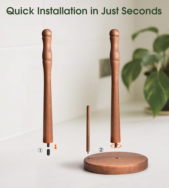 Natural Wood Countertop Paper Towel Holder