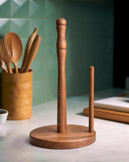 Natural Wood Countertop Paper Towel Holder